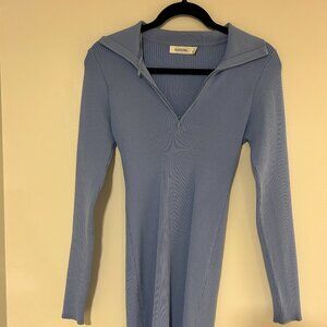 Glassons Baby Blue Collared Sweater Dress